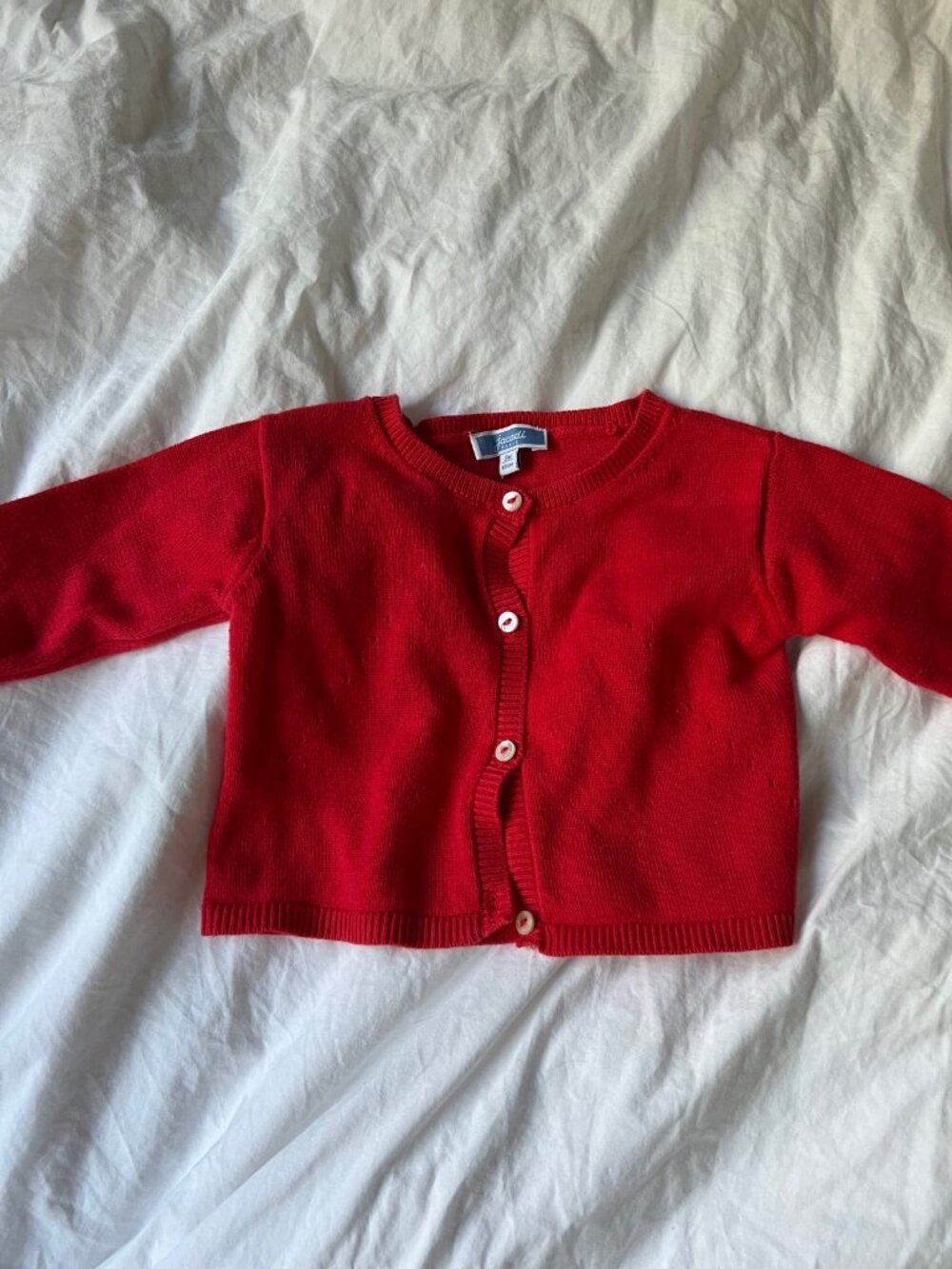 Jacadi Paris baby girl red cardigan 3 months